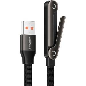 Essager USB-A към Type-C L-Shape Кабел за Данни и зареждане 7A 100W с Поставка за Игри 1 м