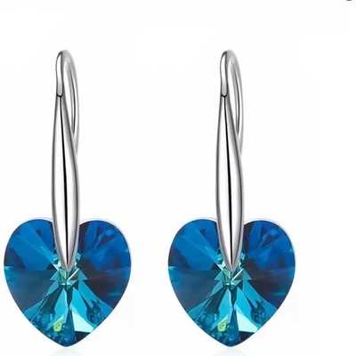 Grace Silver Jewellery stříbrné náušnice Swarovski Elements Francoa srdíčko E1303 modrá