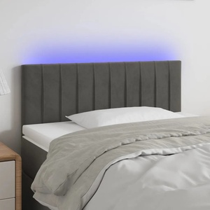 vidaXL LED горна табла за легло, тъмносива, 90x5x78/88 см кадифе (3121887)
