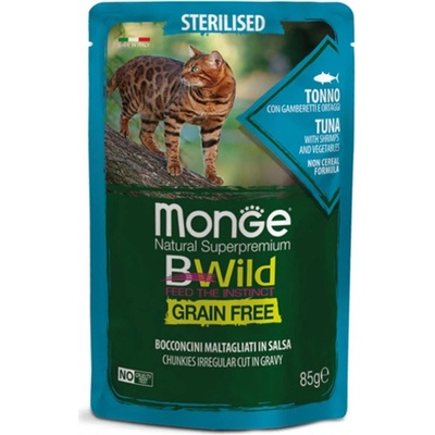 Monge BWild Cat Grain Free Sterilised Tuňák se zeleninou 85 g