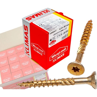 Klimas Wkret-Met TX 4,5x40mm - 1 Kartón (16x250 ks) - Skrutky / Vruty do dreva so zapustenou hlavou, WKCS
