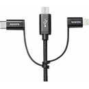 Adata AMCL23IN1-100CMK-CBK USB A 2.0, 3v1, microUSB   USB-C   Lightning, 100cm, černý