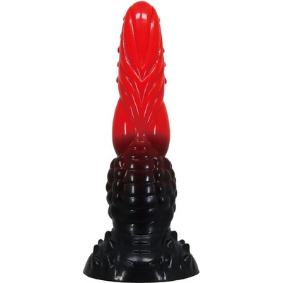 Power monsters fire dragon fantasy dildo with suction cup 24.5 cm red & black