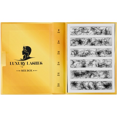 Luxury Lashes 5D M/L Riasy Premium sypané v hotovom vejáriku 1 000 ks Zakrivenie umelých rias: L, Dĺžka umelých rias: Mix dĺžok 7-12 mm, Hrúbka rias: 007