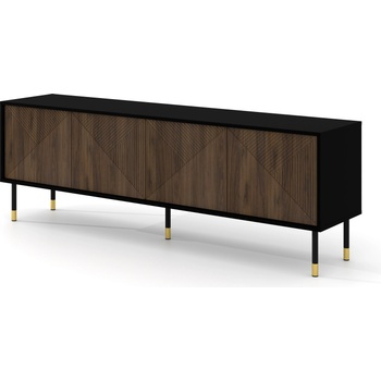 BIM Furniture ТВ шкаф Woody IV 4D 180, черен мат/дъб Катания (WOODTVSTCATANIAOAK)