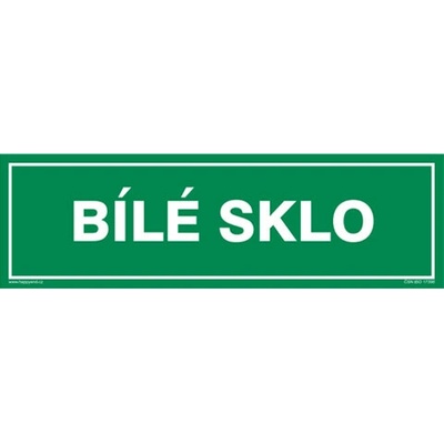 Značka BÍLÉ SKLO, samolepicí fólie, 290 × 85 mm BZ FW631