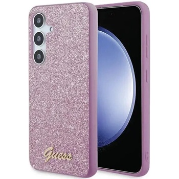 GUESS Кейс Guess Glitter Script за Samsung Galaxy S24+, лилав (3666339241346)