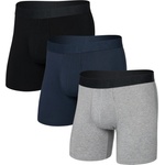 Saxx Мъжко синтетично термобельо Saxx Droptemp Cooling Cotton Boxer Brief Fly 3-Pack Everyday base layer - Dark Grey Heather / Dark Ink / Black (014-2473-0113)