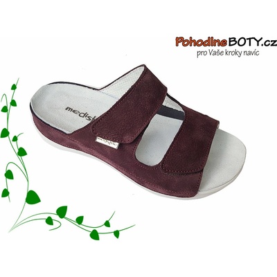 Medistyle zdravotní pantofle Šarlota vínové široké hallux
