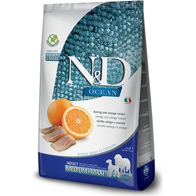 N&D Grain Free Ocean Adult Medium & Maxi Herring & Orange 3 x 12 kg