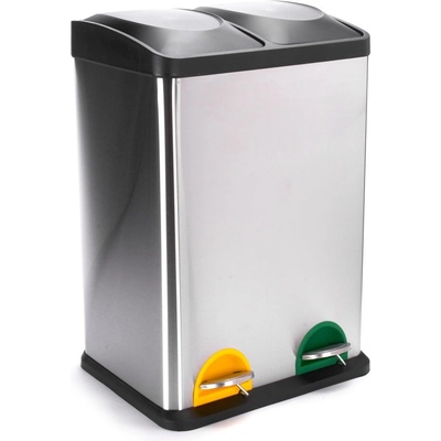 MSV Стоманено кошче за боклук за рециклиране с педал в матово сребрист цвят 2x20 l Tri Selectif - MSV (100561)