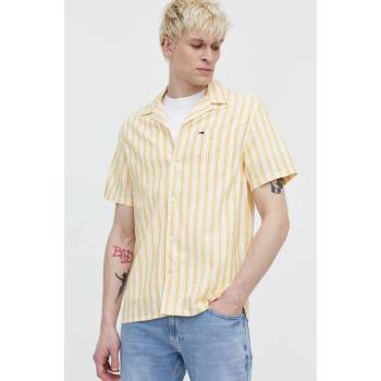 Tommy Jeans košile s příměsí lnu regular DM0DM18961 žlutá