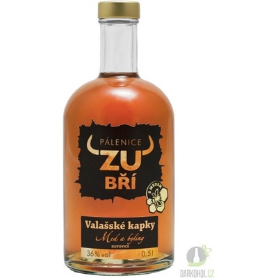 Zubří Valašské kapky med a byliny 36% 0,5 l (holá láhev)