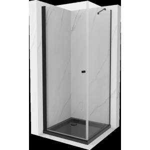 Mexen Pretoria люк кабина за душ 80 x 80 см, прозрачна, черна + поддушово корито (852-080-080-70-00-4070B)