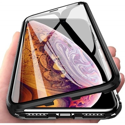 Pouzdro Beweare Magnetické oboustranné s tvrzeným sklem na iPhone XR - černé