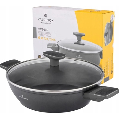 Rajnica so sklenenou pokrievkou 2,6 l hrniec indukcia plyn Valdinox Modern 26 cm