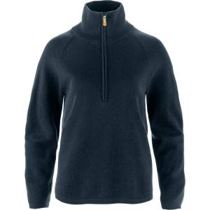 Fjällräven Дамски вълнен пуловер Fjällräven Women's Övik Lite Half Zip Wool jumper - Dark Navy (105-7040-0115)