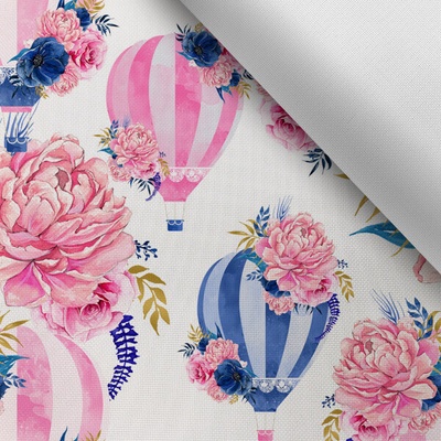 Takoy Látka s potiskem kočárkovina TD/NS ballons pink indigo-NS-5037