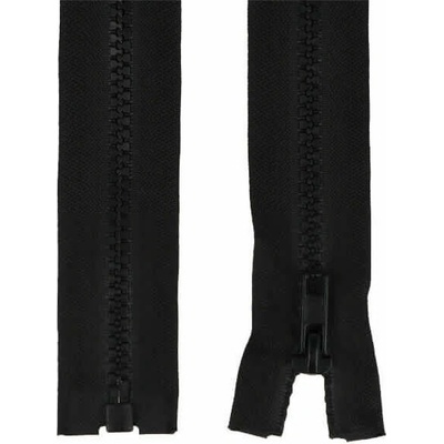 Zips kostený 5 mm, 55 cm, deliteľný, jazdec štandard - čierna