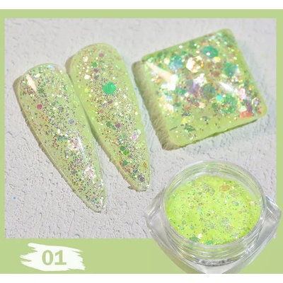 Глитер пайети за декорация на нокти, светло зелено (de2178)