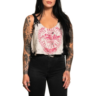 AFFLICTION дамски потник affliction - vintage motors - БЯЛО/ЧЕРНО lucid b-dye - awv26471-wblu