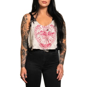 AFFLICTION дамски потник affliction - vintage motors - БЯЛО/ЧЕРНО lucid b-dye - awv26471-wblu