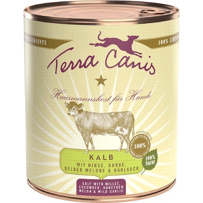 Terra Canis 6x800g телешко + просо, краставица, жълт пъпеш див чесън Мокра храна за кучета Terra Canis