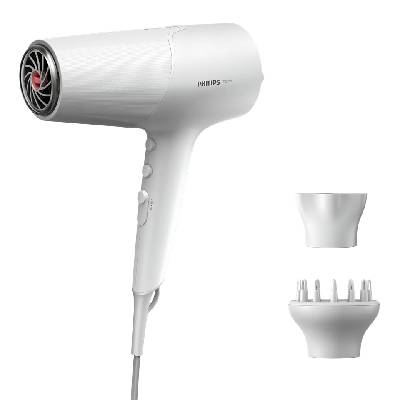 Philips Series 5000 vysoušeč vlasů s technologií ThermoShield a 3 nástavci Barva: Bílá kovová, BHD500/00
