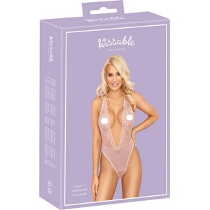 Kissable - дамско боди от дантела - розово - L/XL