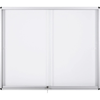 Bi-Office Vnitřní vitrína s posuvnými dveřmi, bílá magnetická, 967 x 706 mm