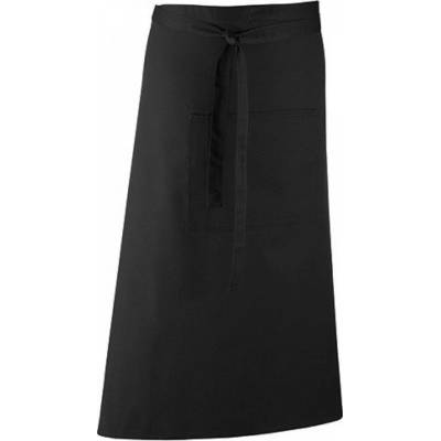 Premier Workwear Keprová dlouhá barmanská zástěra s velkou kapsou Černá