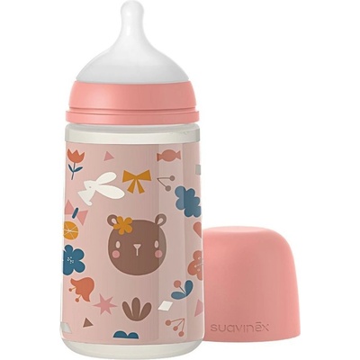 Suavinex kojenecká láhev Forest růžová 270ml