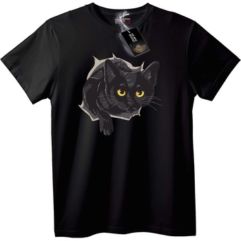 NOONEBRAND Тениска Черна котка - S, Black