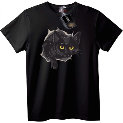 NOONEBRAND Тениска Черна котка - S, Black