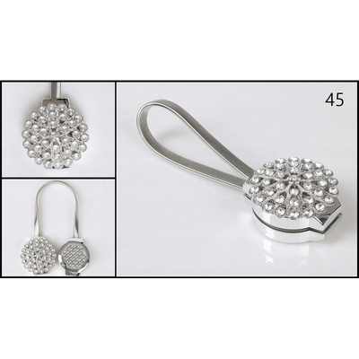 Strieborná magnetická spona na záves - vzor 45