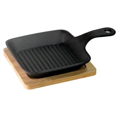 HORECANO HORECANO-Мини Тиганче Квадратно-грил с бамбукова подложка 15х15 cm (1277SJ5102) (0147119)