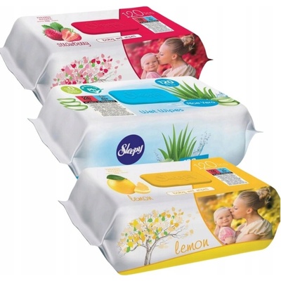 Sleepy vlhčené obrúsky citrón, aloe, jahoda 3 x 120 ks