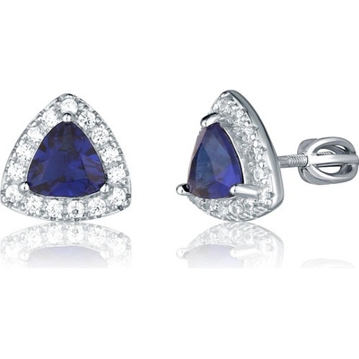 JVD Dámské peckové stříbrné náušnice se zirkony a safíry na šroubek SVLE0799SH2M1SR