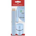 Faber-Castell Моливи 3 броя Grip Light Blue B с гума и острилка