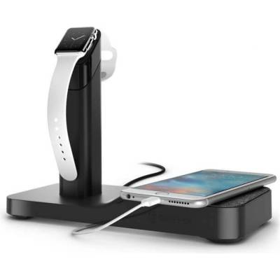 Griffin Powered Apple Watch Stand - докинг станция и поставка за зареждане на iPhone/iPad и Apple Watch (черен)