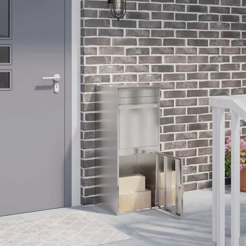 vidaXL Пощенска кутия за пратки с врата Сребрист 47, 5 x 38 x 59 см (874937)