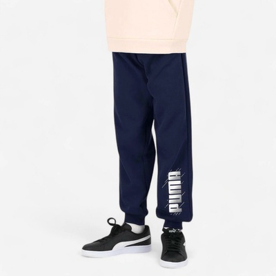 Puma joggingové nohavice námornícka modrá s nápisom