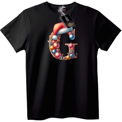 NOONEBRAND Тениска Коледно G Писмо - XL, Black