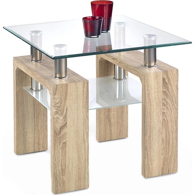 Halmar Холна масичка DIANA 55x60 cm дъб сонома/прозрачно стъкло (HA0090)