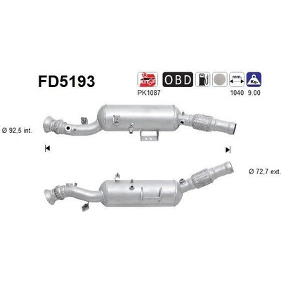 Filtr sazových částic, výfukový systém AS FD5193