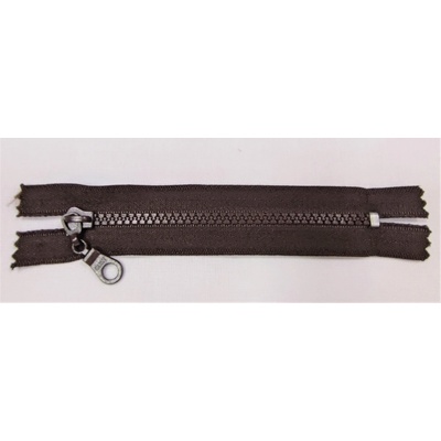 Zips kostený nedeliteľný 14cm / tmavo hnedý