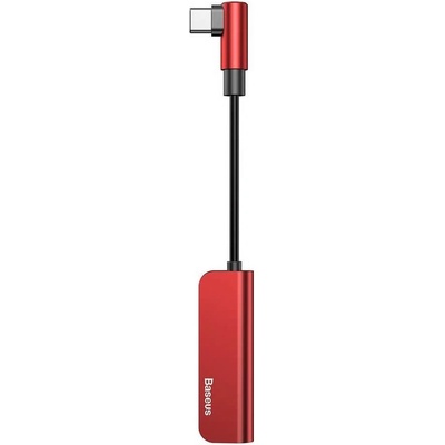 Baseus USB-C Male to USB-C and 3.5mm Female Adapter L53 (CATL53-91)- пасивен адаптер USB-C към 3.5 мм аудио изход и USB-C изход за устройства с USB-C порт (червен) (CATL53-91)