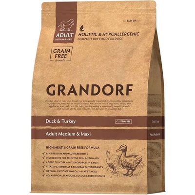 Grandorf Adult Medium & Maxi Grain Free kachní & krůtí 3 kg