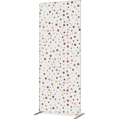 Jansen Display Potištěná látková dělící stěna Deco 85-200 Hnědé puntíky, 870 x 2020 mm
