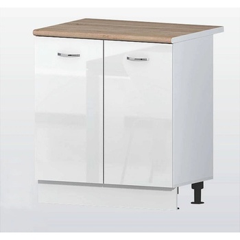 Голд - Аполо Долен кухненски шкаф с 2 врати и рафт Алис b2 80 см бял гланц